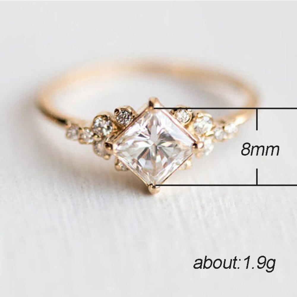 😍Noble Square Flower Gold Plated Princess Ring for Women, 074 - Picture 3 of 8